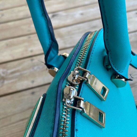 Isabelle Teal Green Vegan Leather Bowler Style Bag & Matching Wallet - Picture 8 of 15